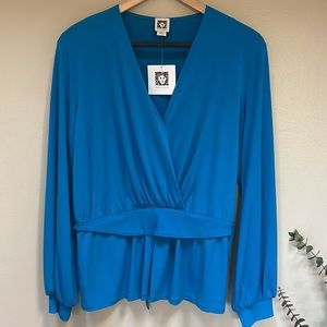 NWT Peplum Long Sleeve Top by Anne Klein, Women’s Size Large